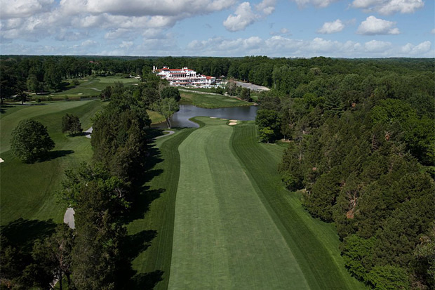 Congressional's 18th hole - overhead shot.