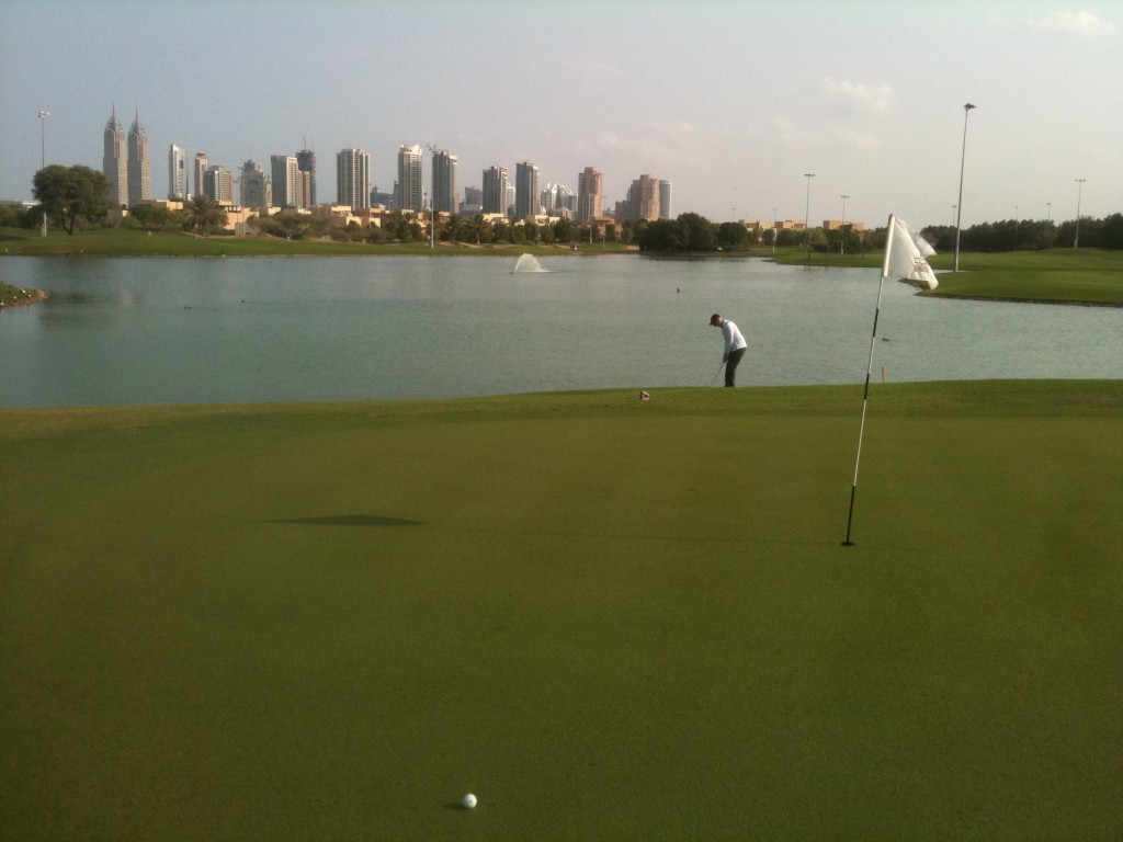 Loic chipping at 5th with my ball on the green in three