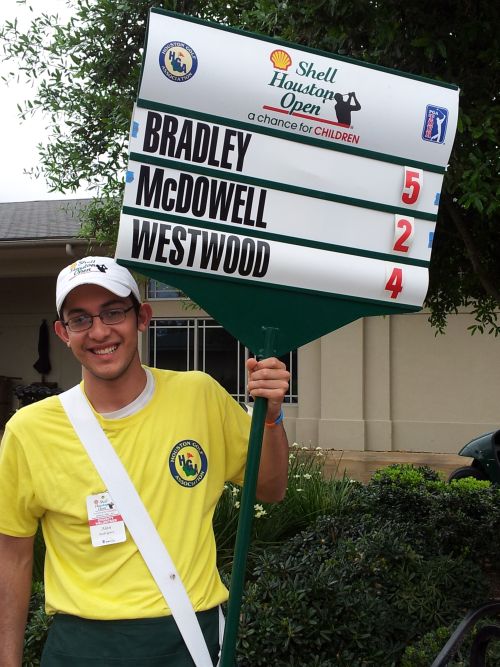 Boy holding Westwood at 4 under par. (red)