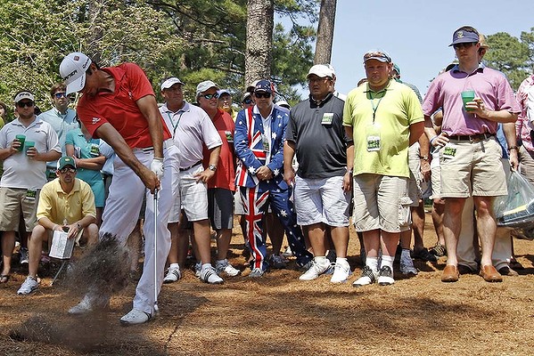 Jason Day with Aussie supporter behind him in flag colours