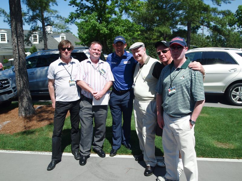 Triple Major winning Padraig Harrington with the Irish press and one Aussie born Irish reporter