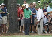 Tiger Woods gets free drop at 2012 Wells Fargo