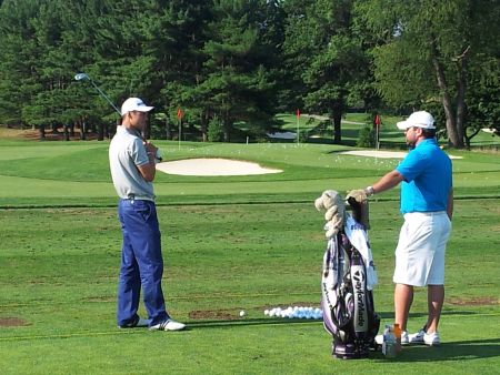 Martin Kaymer and Craig Connolly (red)