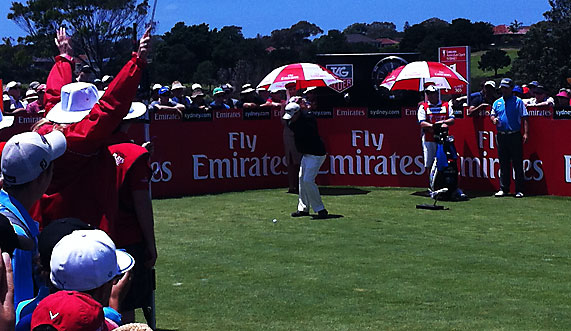 Tom Watson tees up on day one 2012 Australian Open