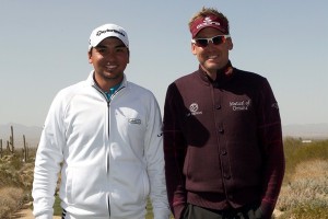 Jason Day and Ian Poulter were all smiles at the start of play but it was Day who was left smiling after winning 2up in the battle for third palce.  (Photo - www.europeantour.com)