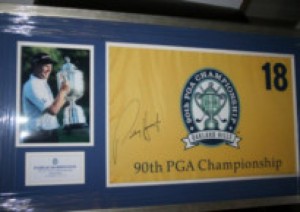 Reward for stolen Padraig Harrington 2008 PGA Championship signed flag.