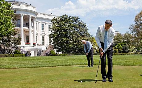 President Obama putting at back of White House