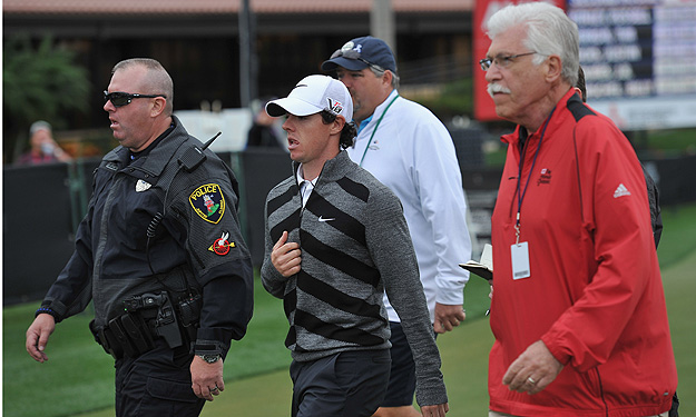 World No. 1 Rory McIlroy heading to the car park after crashing to seven over par after eight holes on day two of Honda Classic. (Photo - www.pgatour.com)