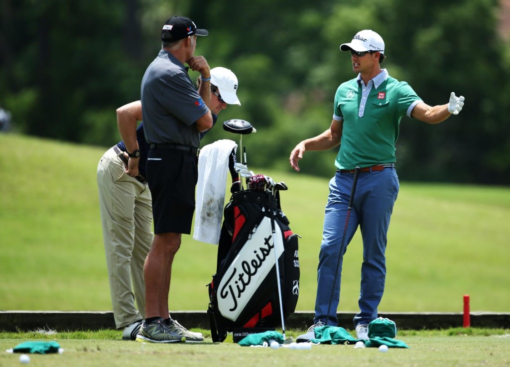 Adam Scott back to work on the TPC Sawgrass practice range. (Photo - www.pgatour.com)