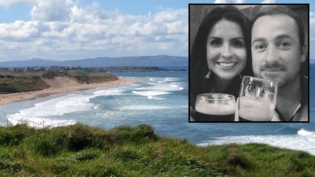 Graeme McDowell and the future Mrs. McDowell sharing a pint in Portrush and his financee's snap of Royal Portrush shoreline.