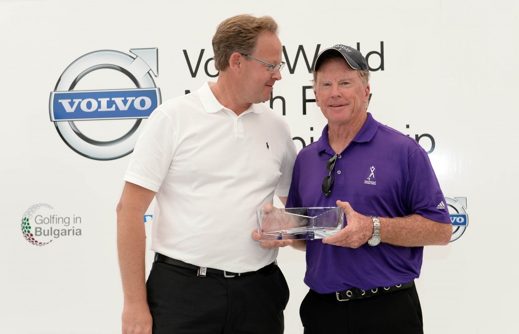 Per Ericsson stares at Bernie wondering how did a bandit like you get 'Nearest to the Pin'.