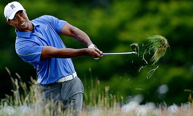 A common sight for Tiger Woods on the first day of the rain-affected US Open. (Photo - www.pgatour.com)