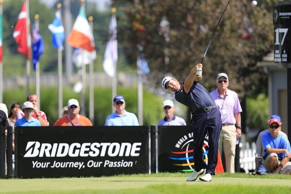 Eoin Clarke's (www.golffile.ie) great shot of Graeme McDowell teeing off the 17th on route to a round of 71.