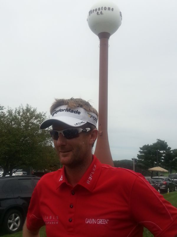 David Lynn, with the famed Firestone golf ball in the background, is undecided if he will compete in the States in 2014. (Photo - www.golfbytourmiss.com)