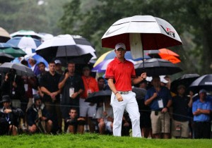 It[s unbrellas for Rory McIlroy and all the fans at Rochester on day two of the PGA Championship.  (Photo - www.europeantour.com)
