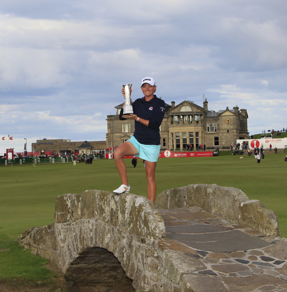 Stuart Adam's great shot of new Ricoh Women's British Open winner, Stacy Lewis on the Swilken Bridge at St. Andrews. (Photo - www.golftourimages.com)