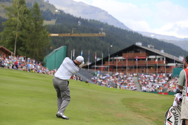 Craig Lee hitting into final green on route to a round of 61.  (Photo - Fran Caffrey/www.golffile.ie)