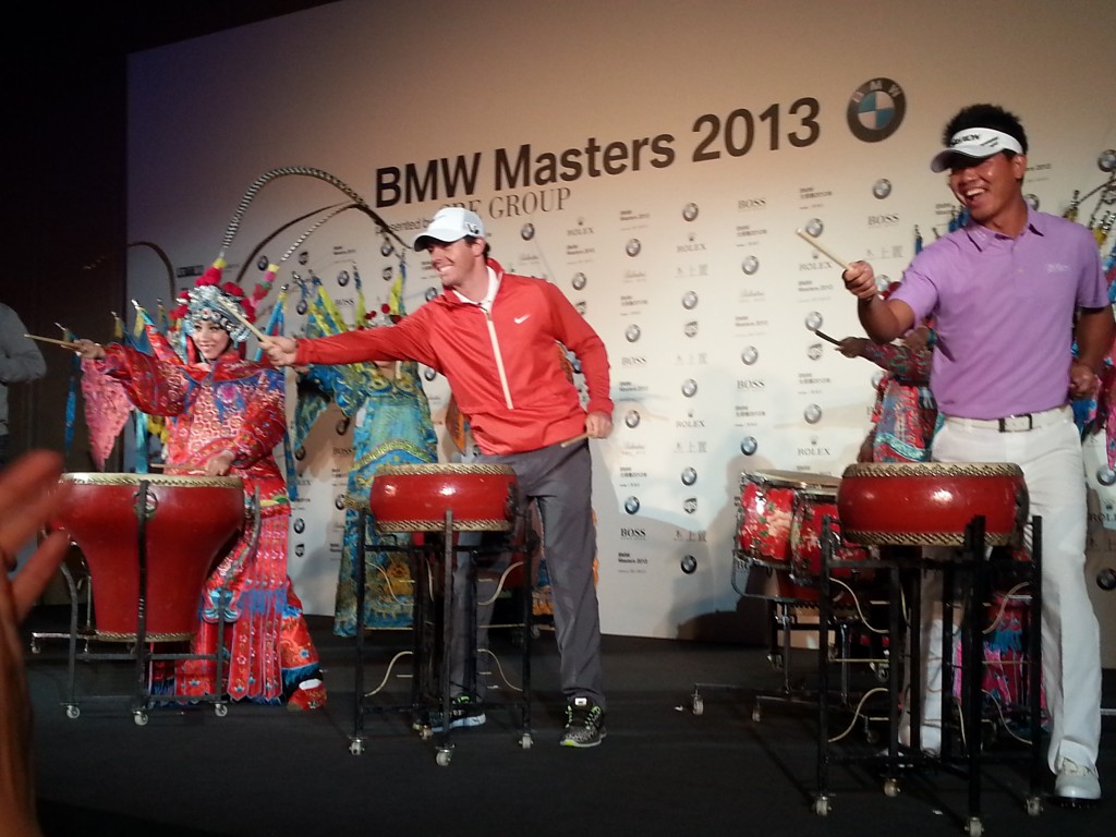 Rory McIlroy beating the same tune on Chinese battle drums at a function to preview this weeks BMW Masters in Shanghai. (Photo - www.golfbytourmiss.com)