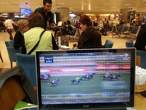 Watching the running of the 153rd Melbourne Cup in a Instanbul Aiport coffee shop.