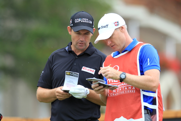 Padraig Harrington (IRL) and caddy Ronan Flood on the 3rd tee during Sunday's Final Round of the 2013 Omega European Masters held at Crans Montana Golf Club, Crans-Sur-Sierre Switzerland. 8th September 2013. Picture: Eoin Clarke www.golffile.ie