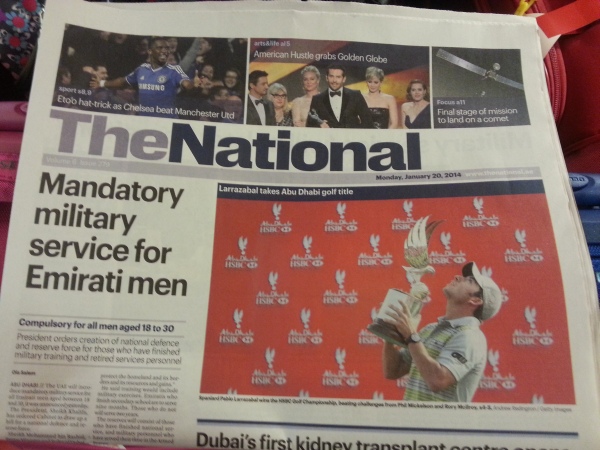 The National has Pablo Larrazabal kissing the Falcon trophy on the front page.