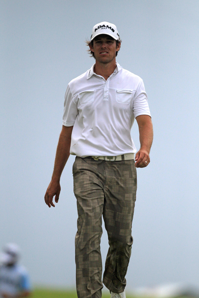 Australia's Aaron r Baddeley walking tall after moving to a share of second place after two rounds of the Northern Trust Open. (Photo - Eoin Clarke/www.golfbytourmiss.com)