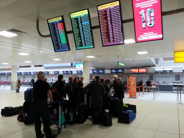 Check-in at Glasgow Airport.