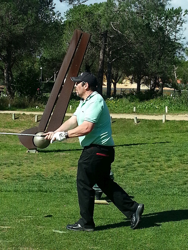 Davy Patterson watches the flight of his ball at the 7th