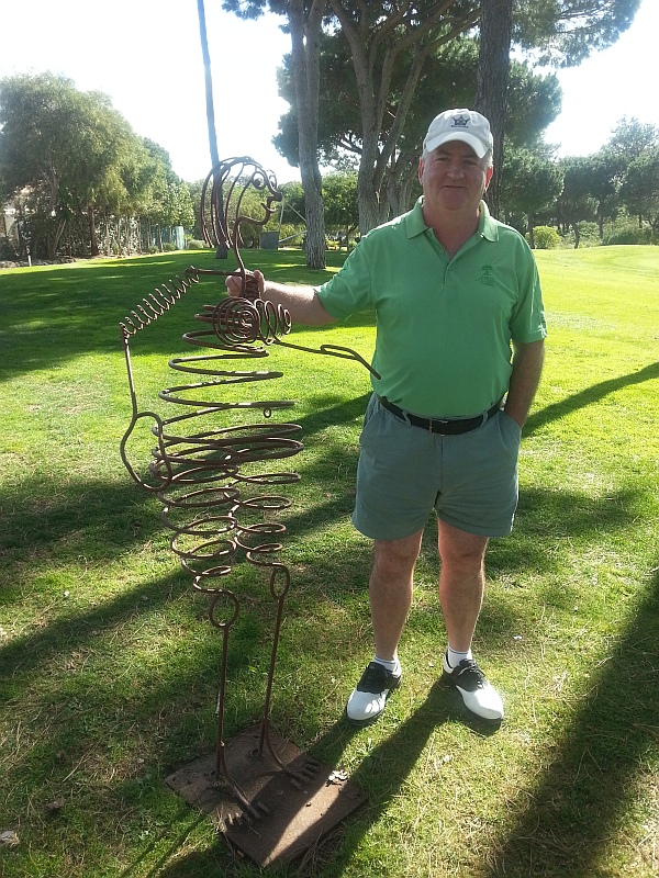 Joe Duddy boasts he can see right through this woman - one of the many sculptures about the Vila Sol course.