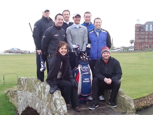 Matteo Manassero poses with the Callaway team including Sue Page (front left). (Photo - www.golfbytourmiss.com)