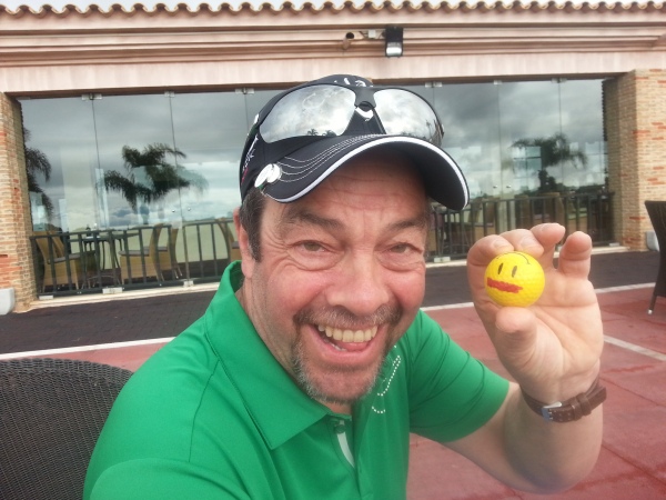 Two smiling faces as Davy Patterson finds a friend at the Millennium Course.