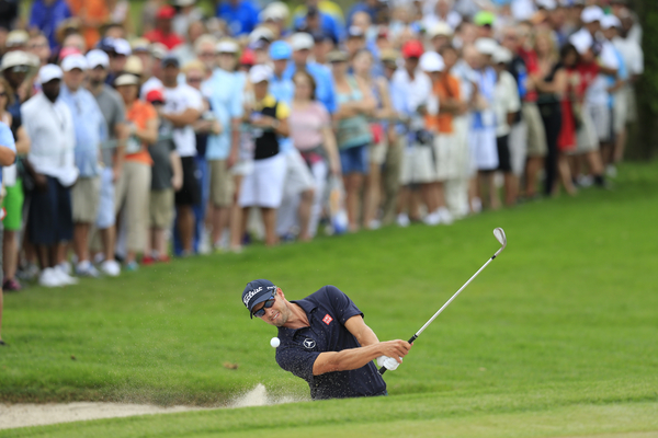 Adam Scott plays out of a bunker during the final round of the Arnold Palmer Invitational (Photo - Fran Caffrey/www.golffile.ie)