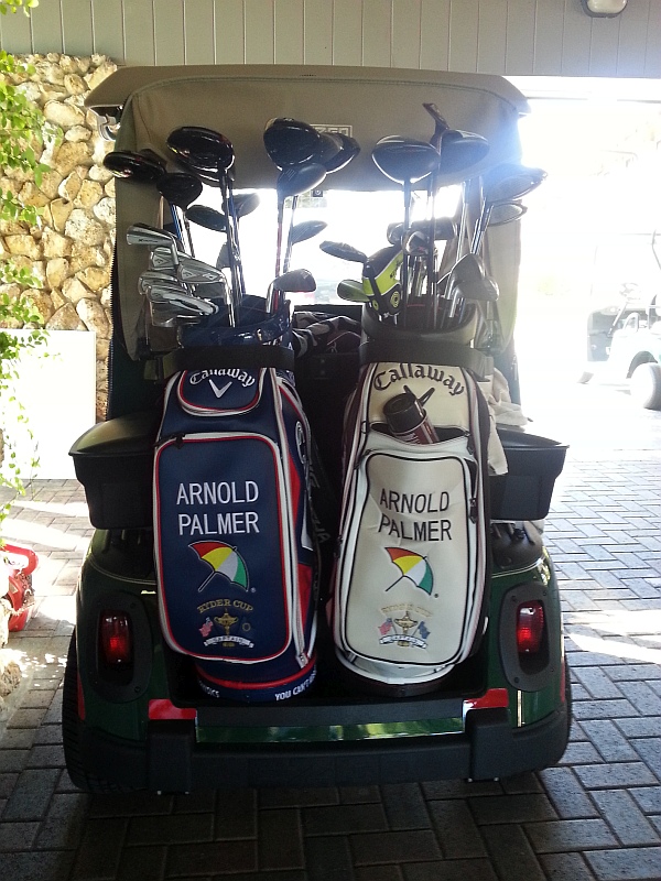 Just had to throw in this photo of Arnold Palmer's buggy with not one but two sets of Callaway clubs.