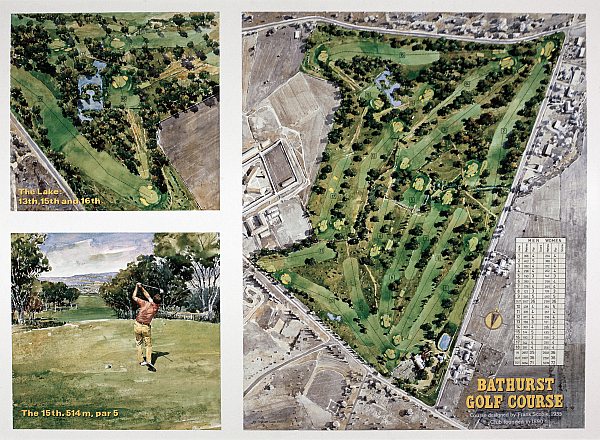 Bathurst Golf Club Painting. The figure is the late Ian Norrie and was painted in 1983 and in watercolours by Graham Lupp.