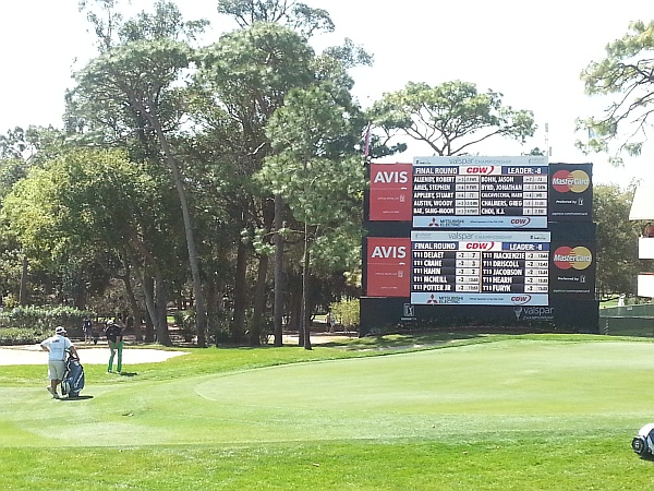Darren Clarke plays into the final hole on day four of the Valspar Championship.