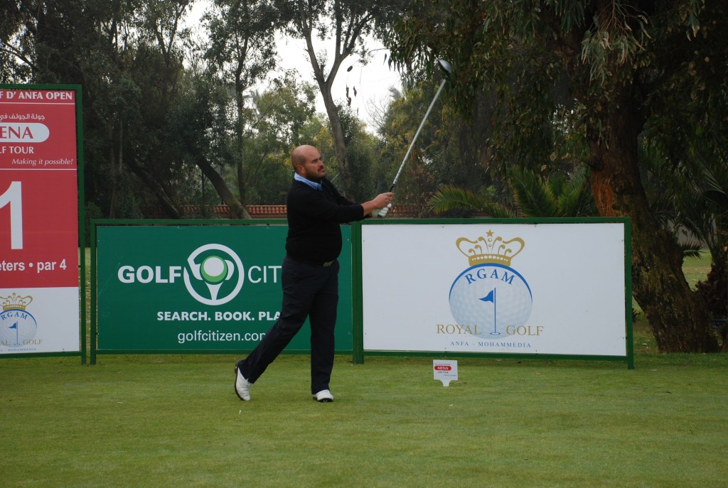 Moroccan Fayacl Serghine ready to swoop on the final day of the first event of the 2014 MENA Tour.