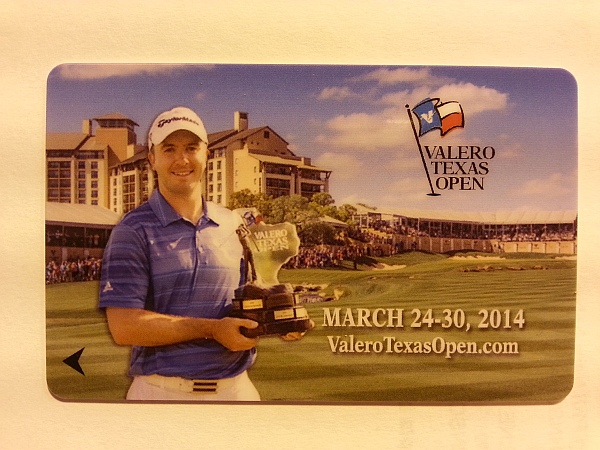 Martin Laird's 2013 Valero Texas Open trophy shot appearing on 5,000 J W Marriott hotel room cards. (Photo - www.golfbytourmiss.com)