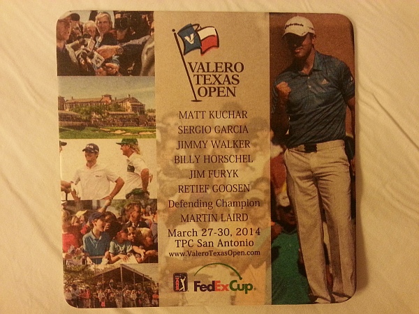 Martin Laird's picture also appearing on beer coasters in the JW Marriott Hotel.