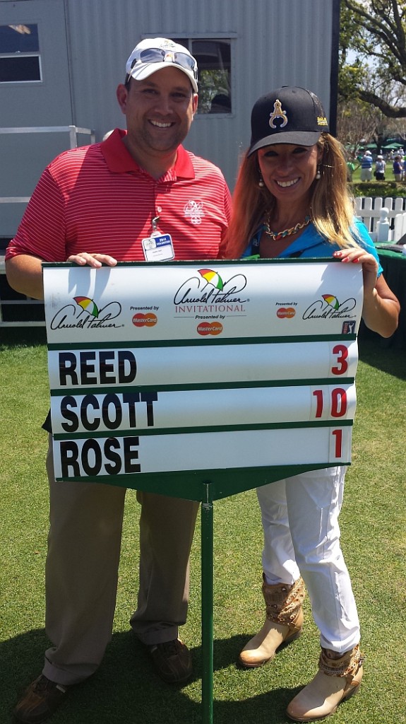 Tour Miss joins the walking scorer after Adam Scott's record equalling low round on day one of the 2014 Arnold Palmer Invitational.