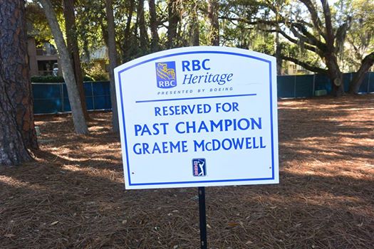 Graeme McDowell's 'Reserved for Past Champion' parking space.