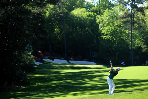 John Senden playing the 13th hole during last year's Masters.