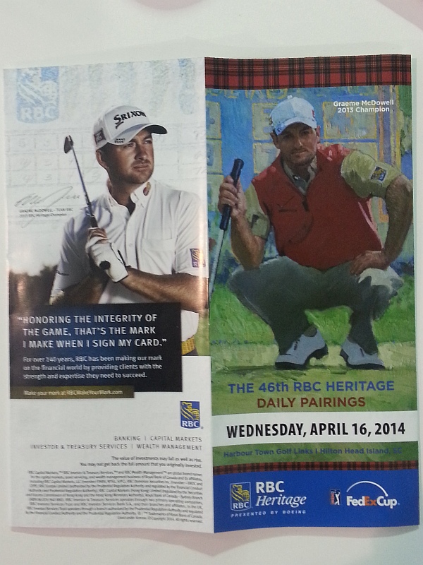 McDowell's picture on back and front of Heritage drawsheet,