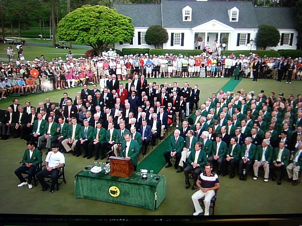 Oliver Goss joins Bubba Wastson up front at the Masters presentation ceremony