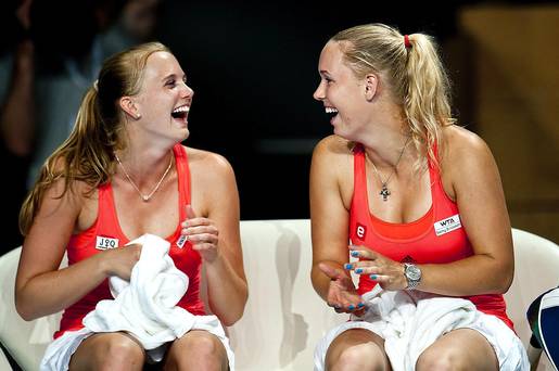 Caroline Wozniacki and fellow Dane Malou Ejdesgaard.