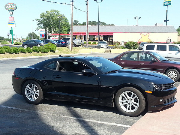 Our Chevy Camaro parked just off the I-95 and on route to Atlanta.