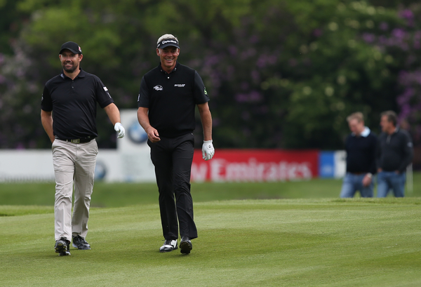 The Open Championship winning duo of Padraig Harrington and Darren Clarke playing alongside each other for the first two rounds of the 2014 BMW PGA. (Photo - David Lloyd/www.golffile.ie)