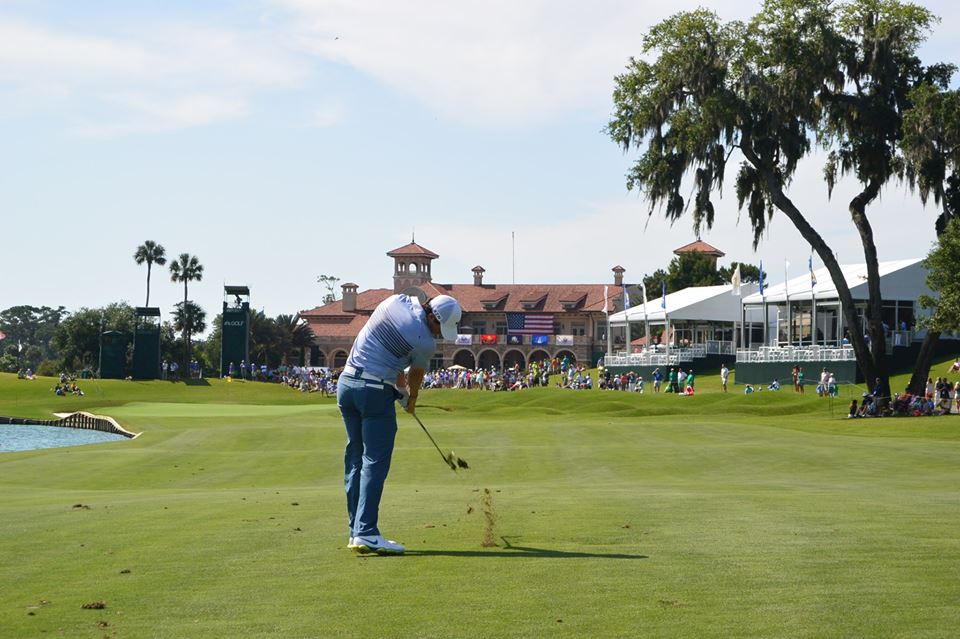 www.golfbytourmiss.com captures this shot of Rory McIlroy hitting into the final green on route to birdie in his Wednesday practice round. (Photo - www.golfbytourmiss.com)