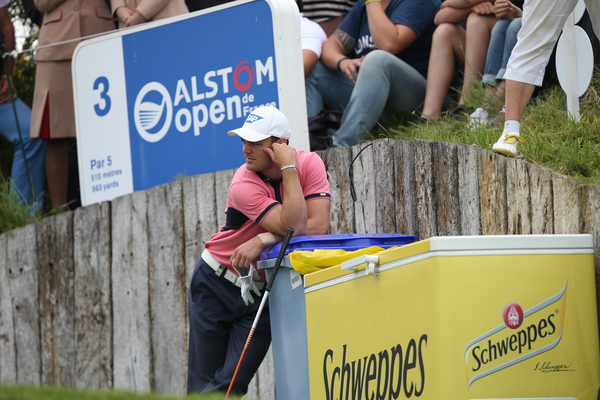 A penny for your thoughts as Martin Kaymer waits on the third hole as Frenchman Raphael Jacquelin, competing in the group ahead, has trouble finding both his first tee shot and his provisional. (Photo - David Lloyd/www.golffile.ie)