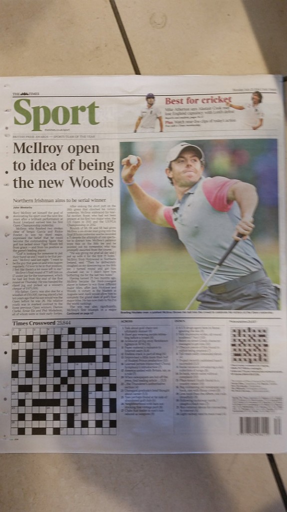 Back page of The Times .