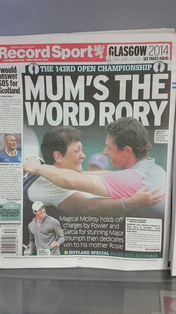 Back page of Scotland's leading newspaper - The Daily Record.